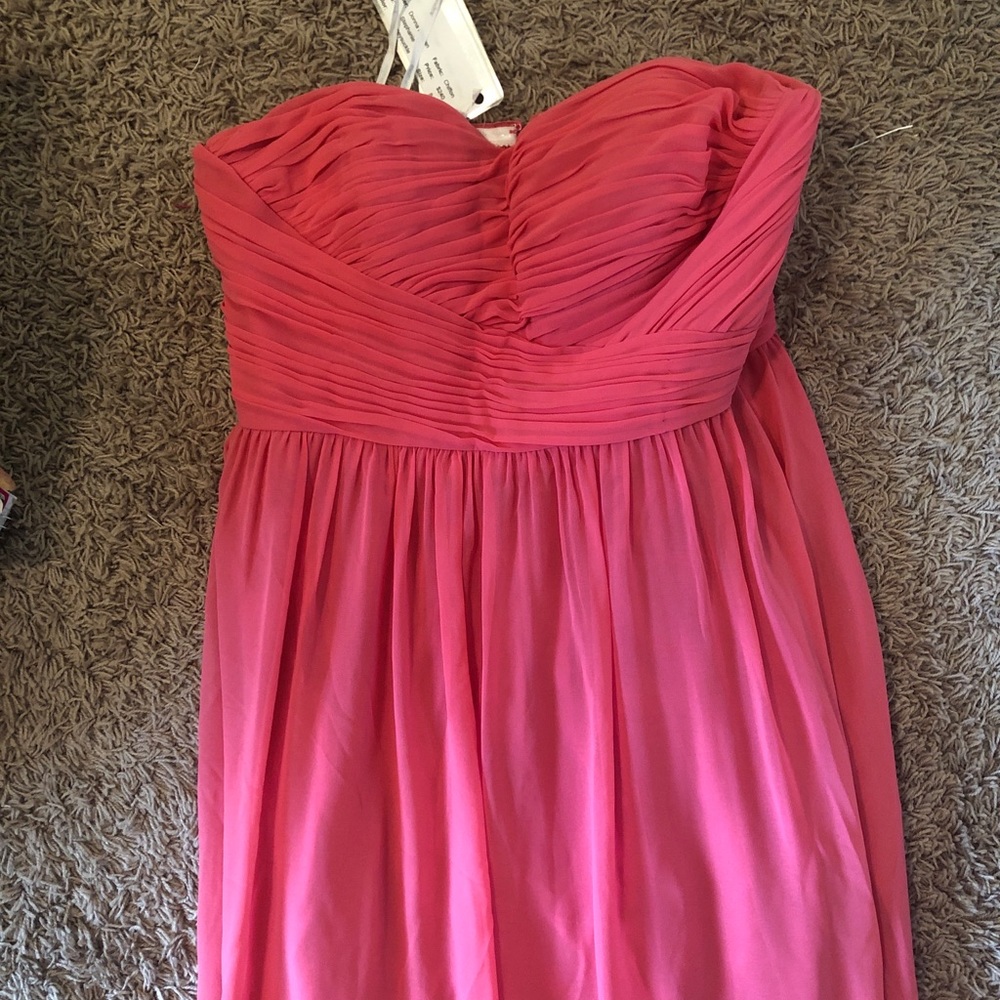 Donna Morgan strapless chiffon gown